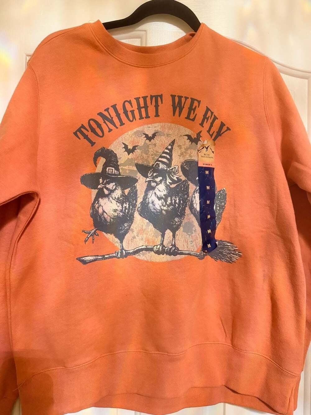 Blue Mountain Tonight We Fly Halloween Chicken Sweatshirt Size M Orange